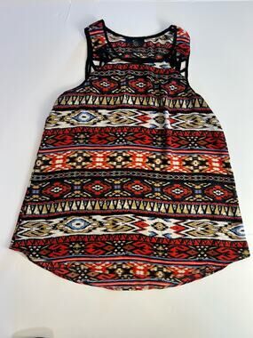 iZ Byer Aztec print tank top with criss cross cutouts size small